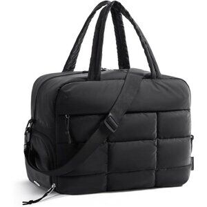 Black small gym bag women travel duffle weekender tote with shoe compartment